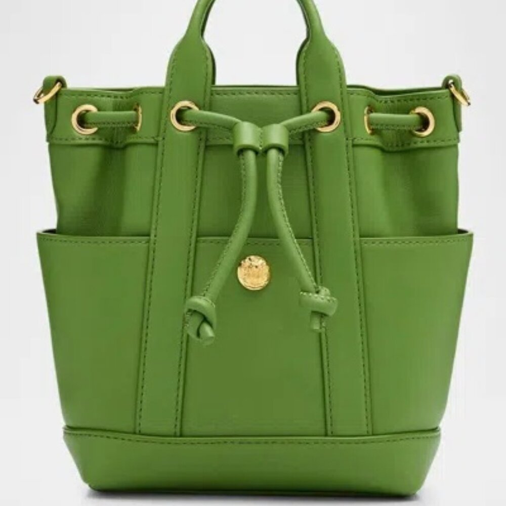 Veronica Beard Goody Mini Bucket Bag in Lemon Grass Leather